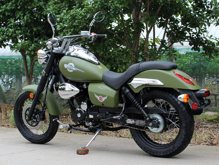 আর্মি গ্রিন 250cc বব্বার চপার 90 কিলোমিটার / এইচ 5 টি ম্যানুয়াল ট্রান্সমিশন সহ নিম্ন তেল খরচ